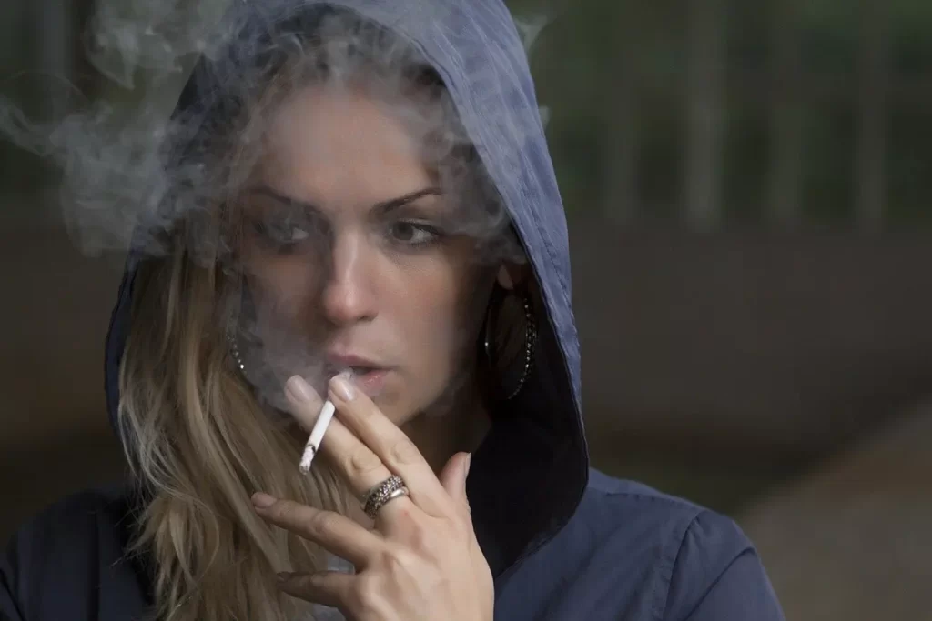 stressed woman smoking